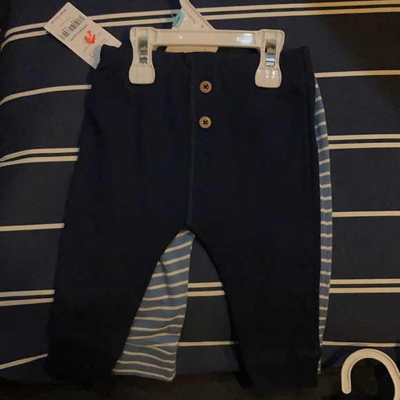 NWT Carter’s 2 piece pant set. 6M never worn. blue white stripes and one is navy - Picture 2 of 5